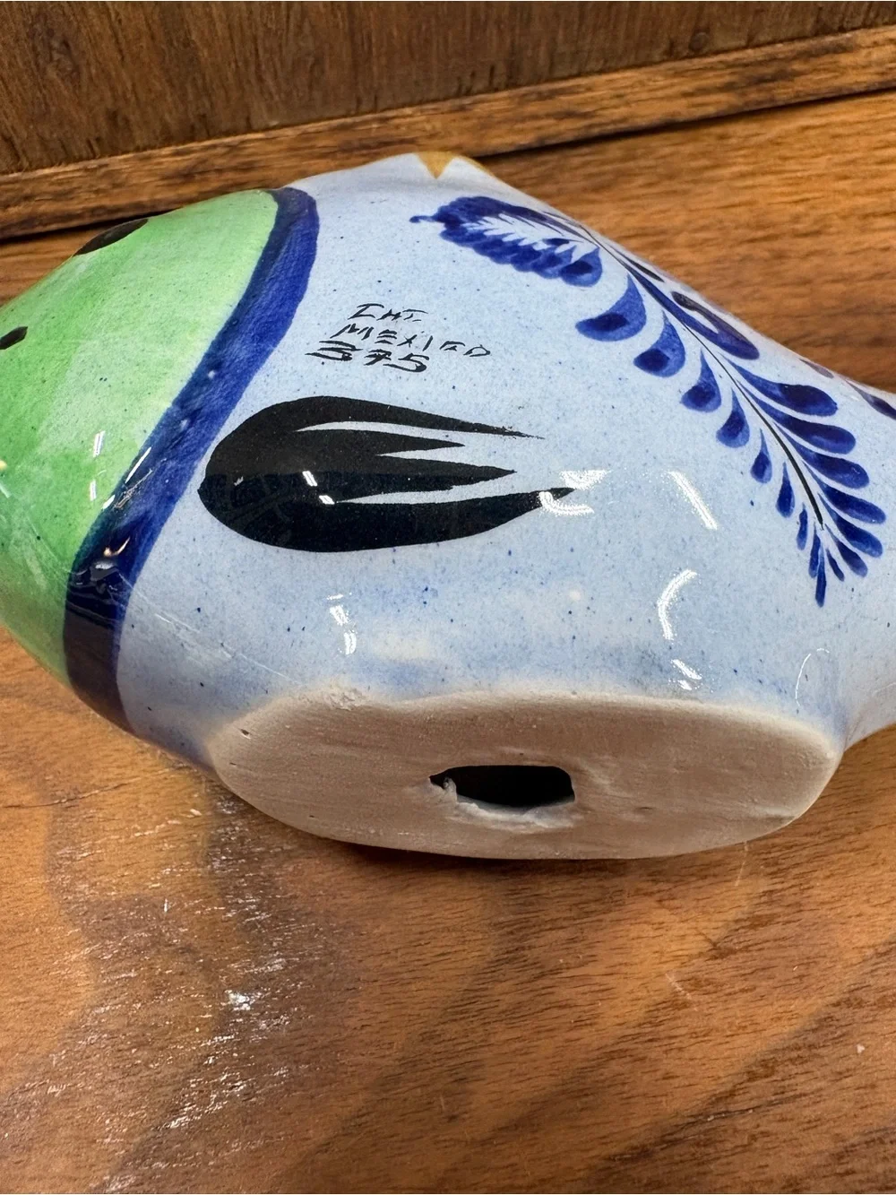 Hand-Painted Ceramic Fish Figurine - Blue, Green & Gold